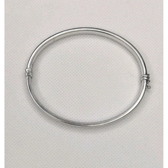 Hollow Sterling Silver Hinged Diamond Cut Bangle Bracelet, 7.5 inch